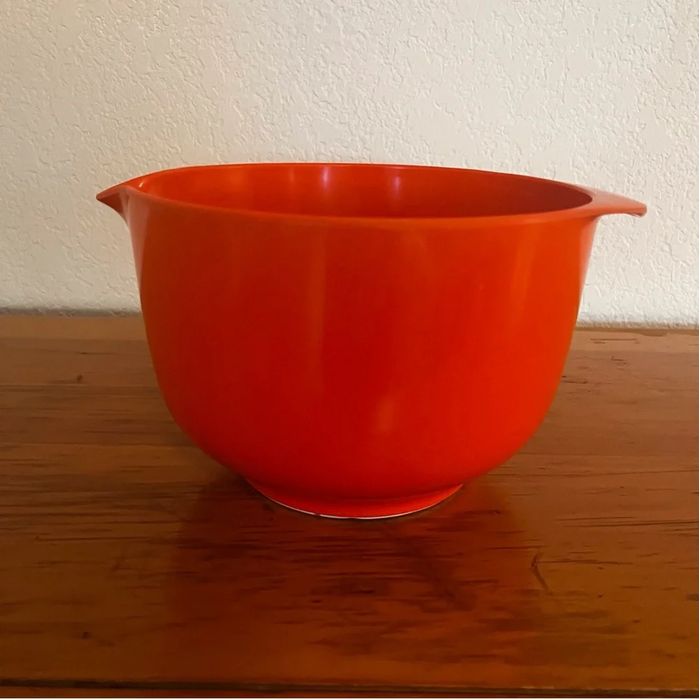 Bright Vintage Orange MCM Mixing Bowl with Pour Spout